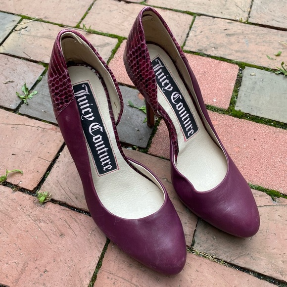 vintage juicy couture purple leather snake heel women size six 6.5 pump shoe - Picture 4 of 8